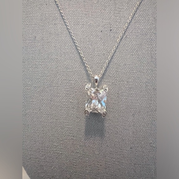 Very Rare Vintage Uncas Asscher Cut Lab Created Diamond  .925 Sterling Necklace - Picture 4 of 12